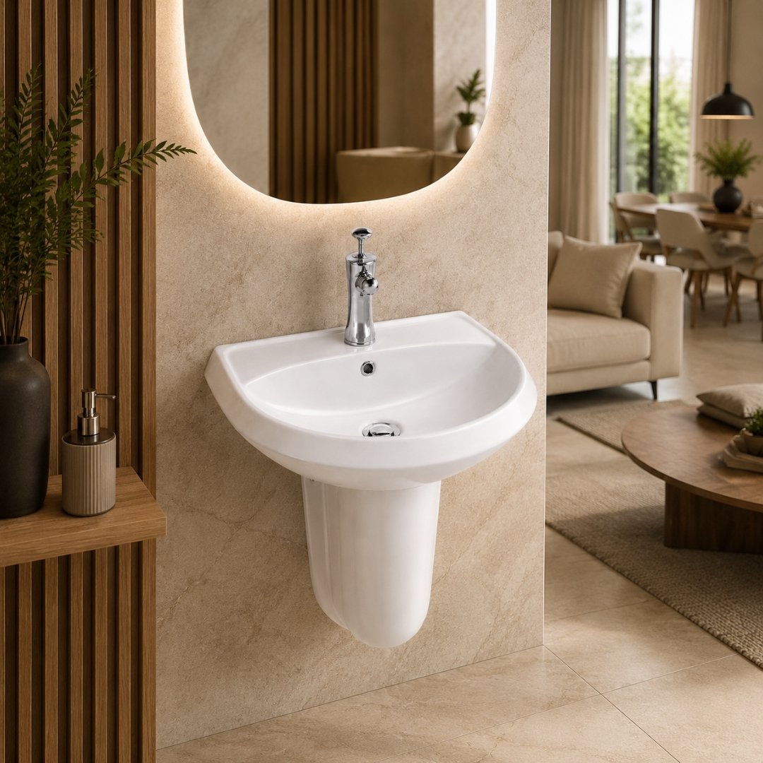 YUGA Washbasin with Pedestal Wash Basin - My Home Studio